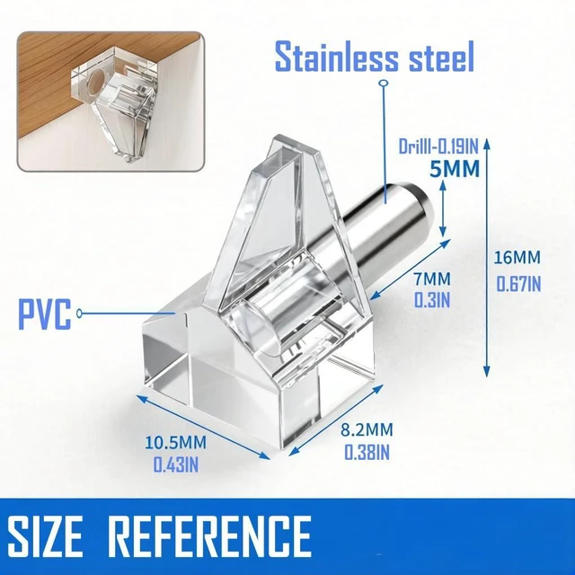 Alt view image 2 of 7 - Biuxazi 50-Piece Set of 5mm Clear Plastic Cabinet Shelf Support Pins | Replacement Hardware for Shelves in Cabinets, Bookshelves, Wardrobes, and Various Types of Shelving Furniture
