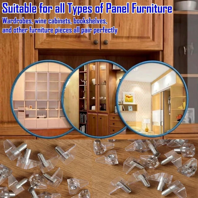 Alt view image 7 of 7 - Biuxazi 50-Piece Set of 5mm Clear Plastic Cabinet Shelf Support Pins | Replacement Hardware for Shelves in Cabinets, Bookshelves, Wardrobes, and Various Types of Shelving Furniture