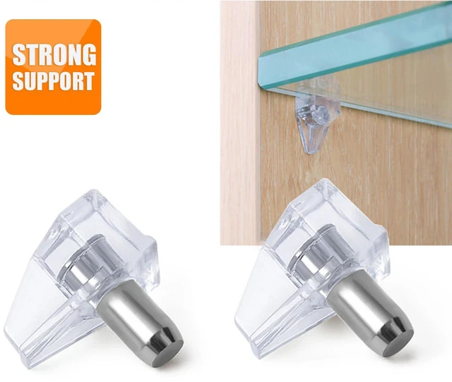 Alt view image 2 of 7 - 20 Pack 5mm Clear Locking Shelf Support Pegs | PVC and stainless steel, fits 5mm holes, ideal for kitchen cabinets, bookshelves and furniture, replacement pins