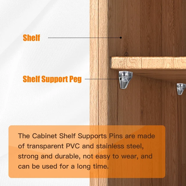 Alt view image 3 of 7 - 20 Pack 5mm Clear Locking Shelf Support Pegs | PVC and stainless steel, fits 5mm holes, ideal for kitchen cabinets, bookshelves and furniture, replacement pins