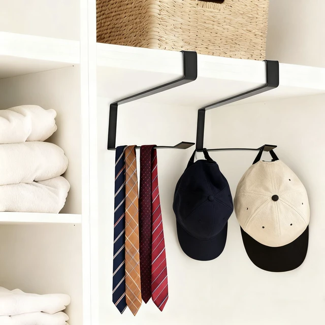Alt view image 7 of 7 - Ryidkcs Horizontal Tumbler Lid Holder, Under-Cabinet Storage Hook Organizes Up to 10 Lids, Space-Saving Cup Lid Rack for Kitchen, Also Functions as a Hanging Paper Towel Dispenser