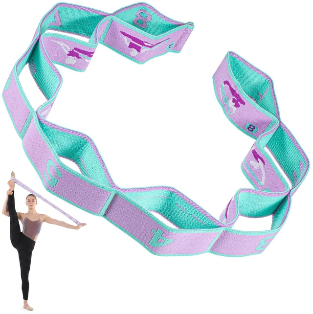 Alt view image 3 of 7 - YUXIANLB Elastic Yoga Stretch Strap 8-Loop Fitness Equipment, for Women | Adjustable Stretching Gymnastic Resistance Band, Physical Flexible Therapy, Ballet Dance Stuff, Pilate Training