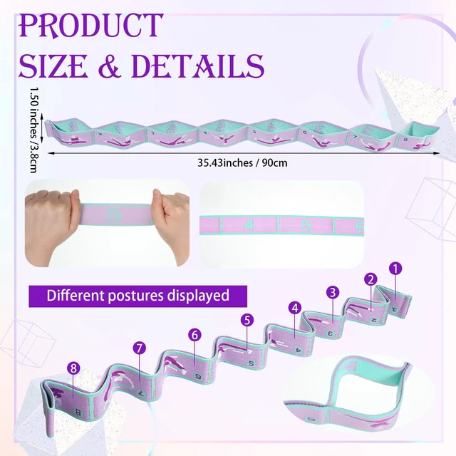 Alt view image 2 of 7 - YUXIANLB Elastic Yoga Stretch Strap 8-Loop Fitness Equipment, for Women | Adjustable Stretching Gymnastic Resistance Band, Physical Flexible Therapy, Ballet Dance Stuff, Pilate Training