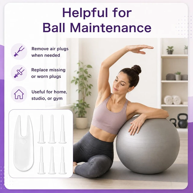 Alt view image 7 of 7 - Yoga Ball Plug Replacement Kit Exercise Ball Stopper Plugs | 6 Air Stopper Plugs With Removal Tool For Yoga Balls, Pilates Balls And Inflatable Exercise Ball Accessories Repair