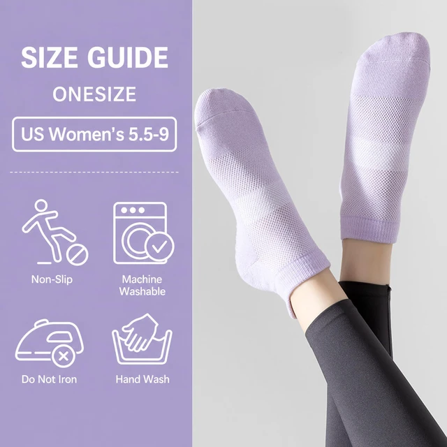 Alt view image 4 of 7 - GAOYUESOX Pilates Socks with Grips for Women Non Slip Grip Socks for Barre, Ballet, Barefoot, Anti Skid Ankle Yoga Socks (4, black/white/gray/pink/)