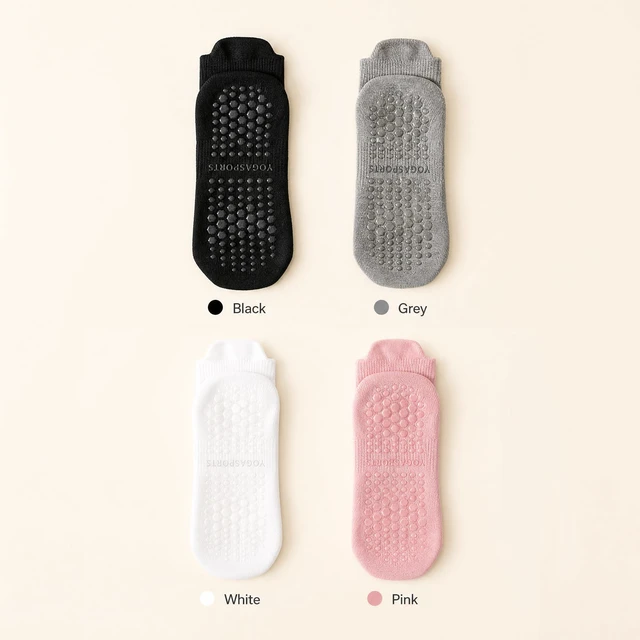 Alt view image 5 of 7 - GAOYUESOX Pilates Socks with Grips for Women Non Slip Grip Socks for Barre, Ballet, Barefoot, Anti Skid Ankle Yoga Socks (4, black/white/gray/pink/)