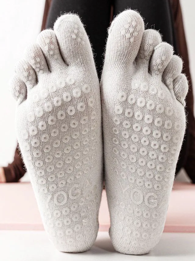 Alt view image 2 of 7 - PAPAJIANG 1/2 Pairs Full Toe Yoga Socks for Women Pilates Grip Socks | Lace Straps Barefoot Workout Non Slip Five Toe Socks Women US Size 6-9.5