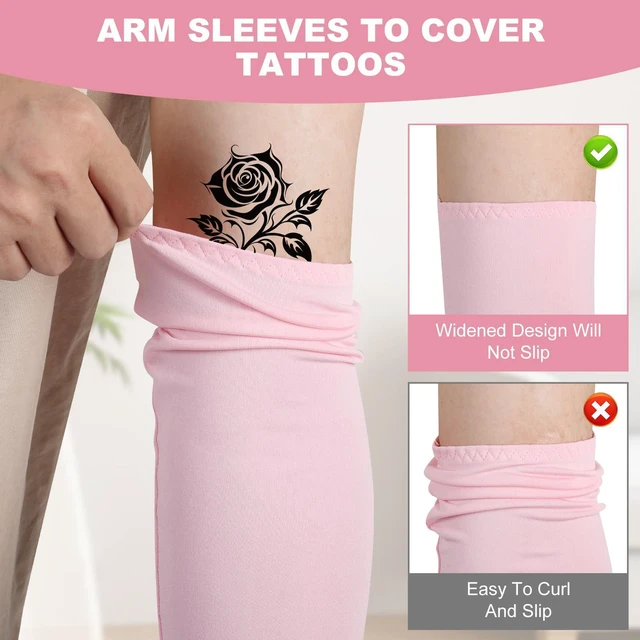 Alt view image 2 of 7 - JUSDIQIR UV Sun Protection Cooling Compression Arm Sleeves for Women, Pink | Lightweight Snug-Fit Sun Arm Covers, Breathable UV Arm Sleeves for Running, Golf, Hiking & Everyday Outdoor Travel (1 Pair)