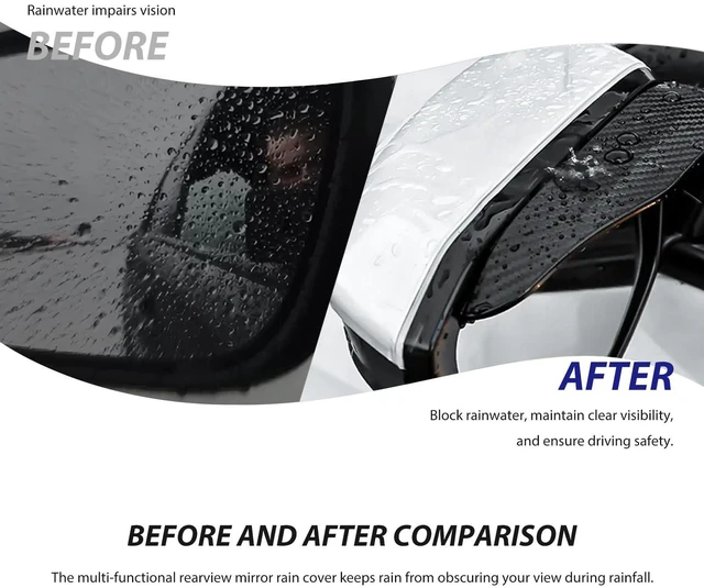 Alt view image 4 of 6 - Rdxcv 2 PCS Rearview Mirror Rain Cover, Rainproof Vehicle Side Mirror Eyebrows Sun-Shading Cover, Automotive Rain Visor for Sedan Truck SUV Rear View Mirrors, Car Accessories (Carbon Fiber)