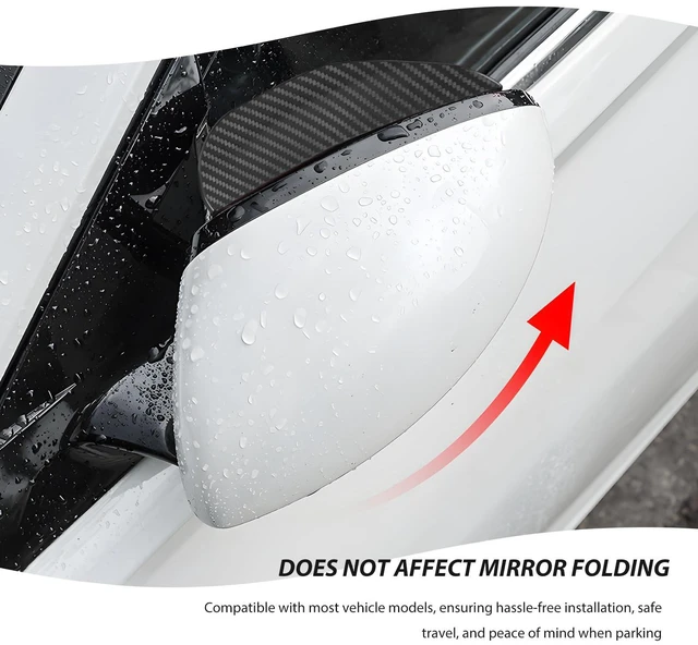 Alt view image 5 of 6 - Rdxcv 2 PCS Rearview Mirror Rain Cover, Rainproof Vehicle Side Mirror Eyebrows Sun-Shading Cover, Automotive Rain Visor for Sedan Truck SUV Rear View Mirrors, Car Accessories (Carbon Fiber)