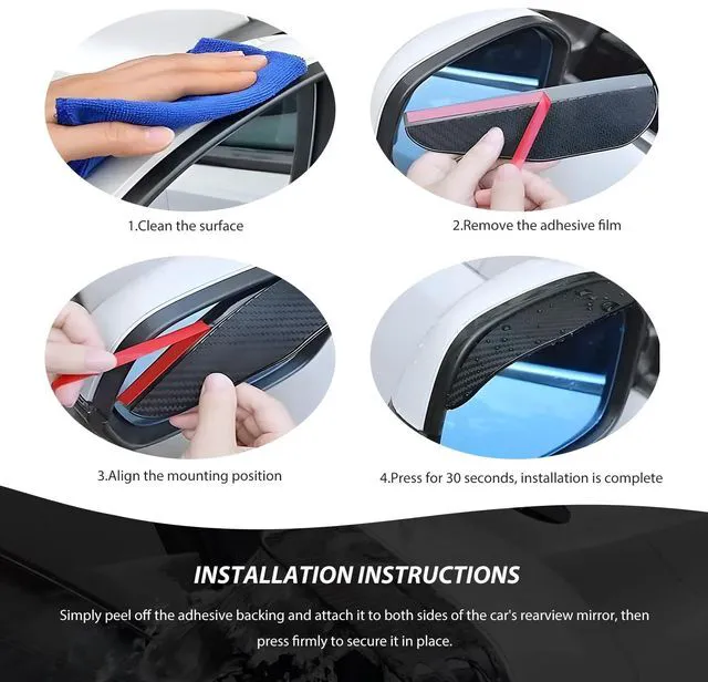 Alt view image 6 of 6 - Rdxcv 2 PCS Rearview Mirror Rain Cover, Rainproof Vehicle Side Mirror Eyebrows Sun-Shading Cover, Automotive Rain Visor for Sedan Truck SUV Rear View Mirrors, Car Accessories (Carbon Fiber)