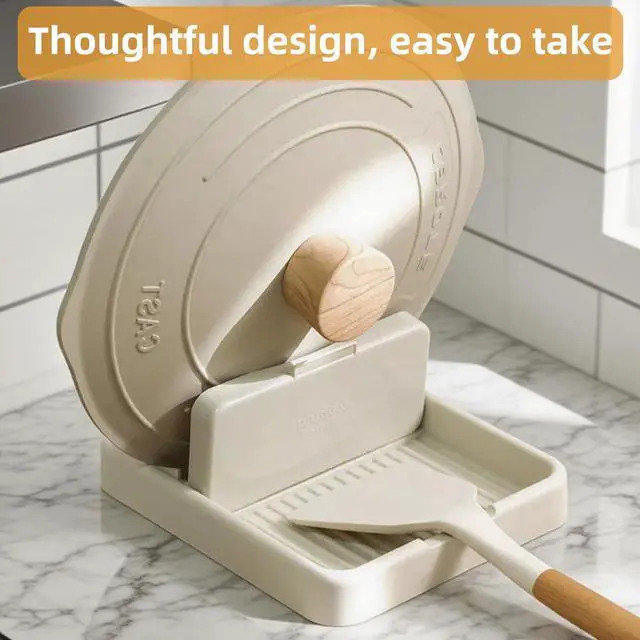 Alt view image 2 of 7 - 2 Pack Spoon Rest for Stove Top, Pot Lid Holder for Kitchen Counter, Drip-Free While Cooking or Eating, Perfect for Placing Spoons, Spoon Holder, Spatula Holder, Utensils, Ladle, Tongs (Beige)