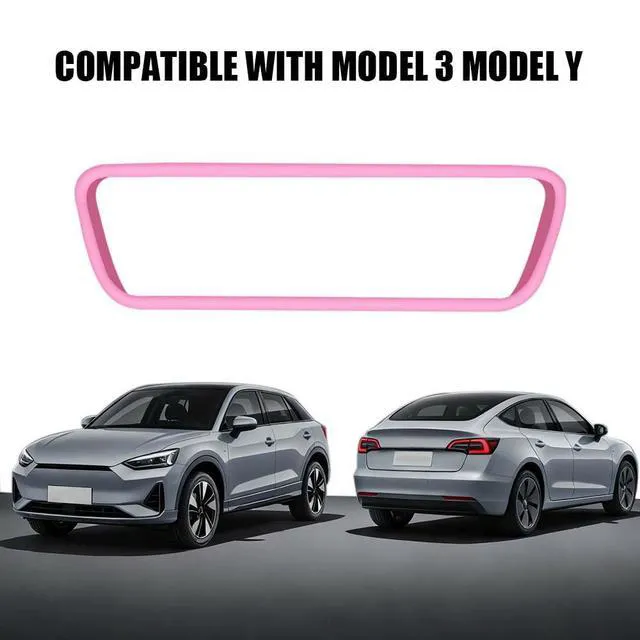 Alt view image 7 of 7 - YUPIKJI Car Rear View Mirror Protector Frame, Car Rearview Mirror Cover, Silicone Vehicle Interior Rearview Trim Protective Cover, Vehicle Mirrors Edge Guard Decoration for Model 3 Model Y (Pink)
