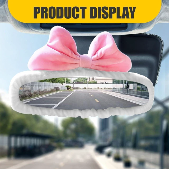 Alt view image 4 of 6 - DEAELF Cute Bowknot Car Rearview Mirror Cover, for Girls Women (Pink) | Elastic Plush Auto Rearview Mirror Protector, Cartoon Vehicle Interior Mirror Edge Decoration Accessory for Sedan, SUV, Truck