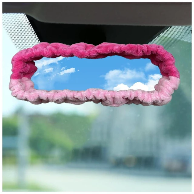 Main image of UHANBUT Soft Plush Car Rear View Mirror Cover, Pink | Cute Car Interior Mirrors Protector for Women, Universal Elastic Auto Rear View Mirror Decoration Accessories for Car, Truck