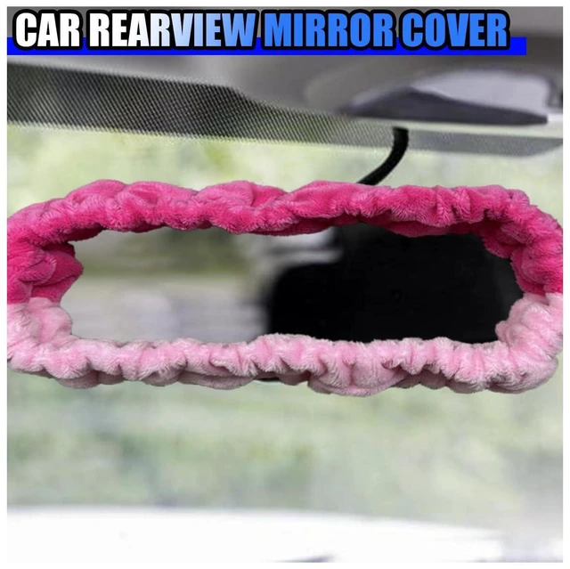 Alt view image 6 of 6 - UHANBUT Soft Plush Car Rear View Mirror Cover, Pink | Cute Car Interior Mirrors Protector for Women, Universal Elastic Auto Rear View Mirror Decoration Accessories for Car, Truck