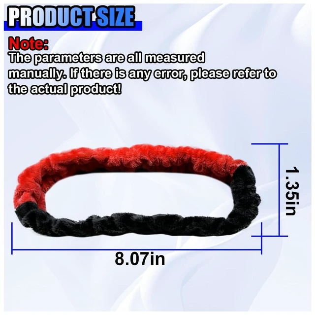 Alt view image 2 of 6 - UHANBUT Soft Plush Car Rear View Mirror Cover, Red/Black | Cute Car Interior Mirrors Protector for Women, Universal Elastic Auto Rear View Mirror Decoration Accessories for Car, Truck