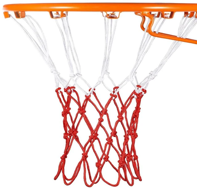 Alt view image 7 of 7 - Basketball Net 1 Pack Red White 12 Loops Netting Replacement Thicker Ropes Weaved All Weather Bright Coloured Endurable Environment Friendly Polyester