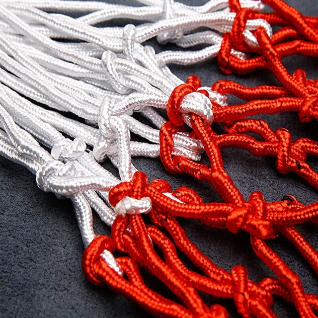 Alt view image 5 of 7 - Basketball Net 1 Pack Red White 12 Loops Netting Replacement Thicker Ropes Weaved All Weather Bright Coloured Endurable Environment Friendly Polyester