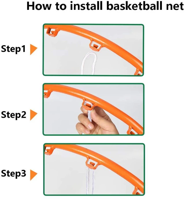 Alt view image 6 of 7 - Basketball Net 1 Pack Red White 12 Loops Netting Replacement Thicker Ropes Weaved All Weather Bright Coloured Endurable Environment Friendly Polyester