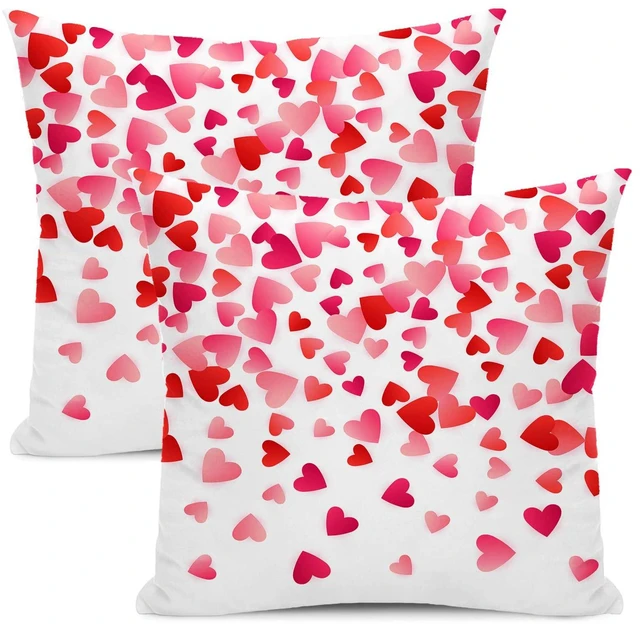 Main image of Valentines Pillow Covers 18x18 Inch Set of 2,Pink Love Heart Throw Pillows Case,Valentine's Day Mother's Day Anniversary Decorative Square Cushion Covers Farmhouse Outdoor Decor for Home Sofa Bed