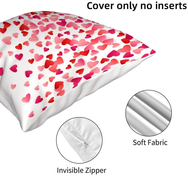 Alt view image 7 of 7 - Valentines Pillow Covers 18x18 Inch Set of 2,Pink Love Heart Throw Pillows Case,Valentine's Day Mother's Day Anniversary Decorative Square Cushion Covers Farmhouse Outdoor Decor for Home Sofa Bed