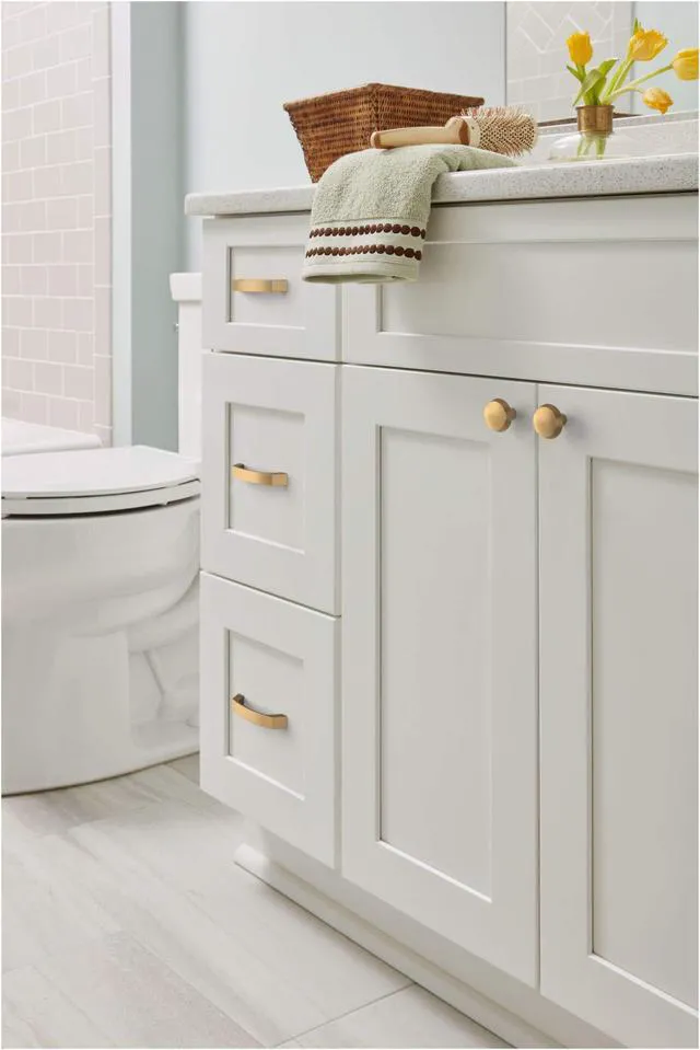 Alt view image 6 of 7 - 3-3/4" Premise Champagne Bronze Drawer Pull | 3-3/4 inch (96mm) Center-to-Center Mounting Distance and 4-1/4 inches Overall Length, Durable Zinc Cabinet Hardware
