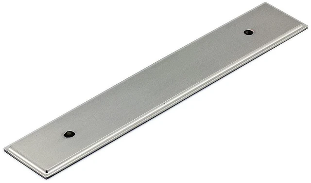 Main image of Hardware BP1045128195 Tremblant Collection 5 1/16-inch (128 mm) Center-to-Center Brushed Nickel Transitional Cabinet and Drawer Backplate for Kitchen, Bathroom, and Furniture Pull Handles