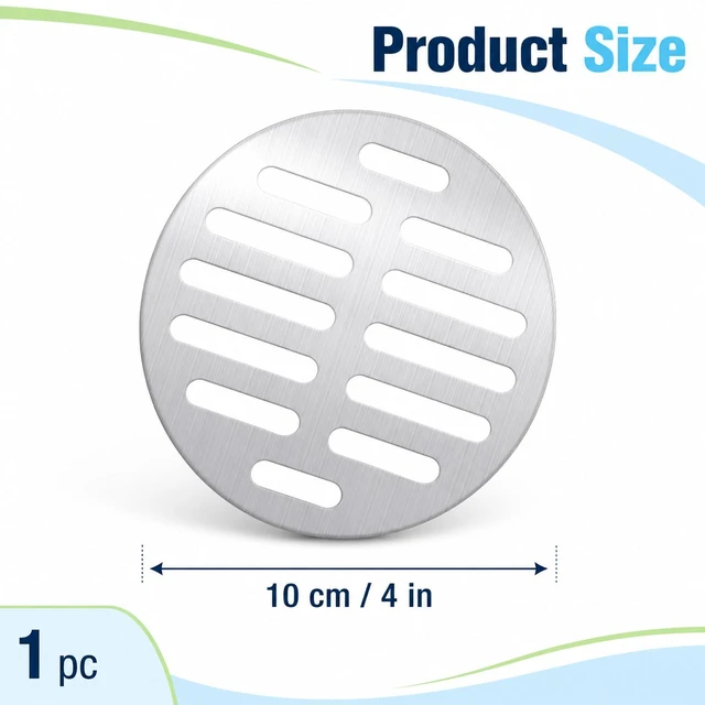 Alt view image 3 of 7 - 3.9 Inch Shower Drain Cover Round Showers Drains Strainer Grid | Silver Stainless Steel Strainer Shower Drains Covers, Round Floor Drain Cover, for Bathroom Kitchen Furniture Repair