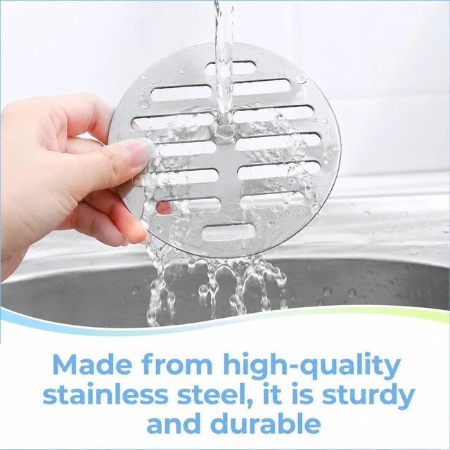 Alt view image 4 of 7 - 3.9 Inch Shower Drain Cover Round Showers Drains Strainer Grid | Silver Stainless Steel Strainer Shower Drains Covers, Round Floor Drain Cover, for Bathroom Kitchen Furniture Repair