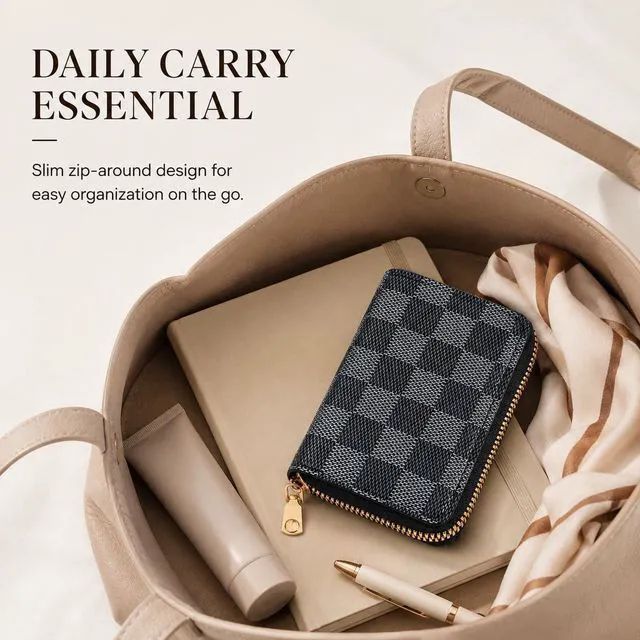 Alt view image 4 of 5 - Men's Zipper Wallet Leather Bifold Wallets Slim RFID Blocking Zip Around Credit Card Holder Compact Small Wallet