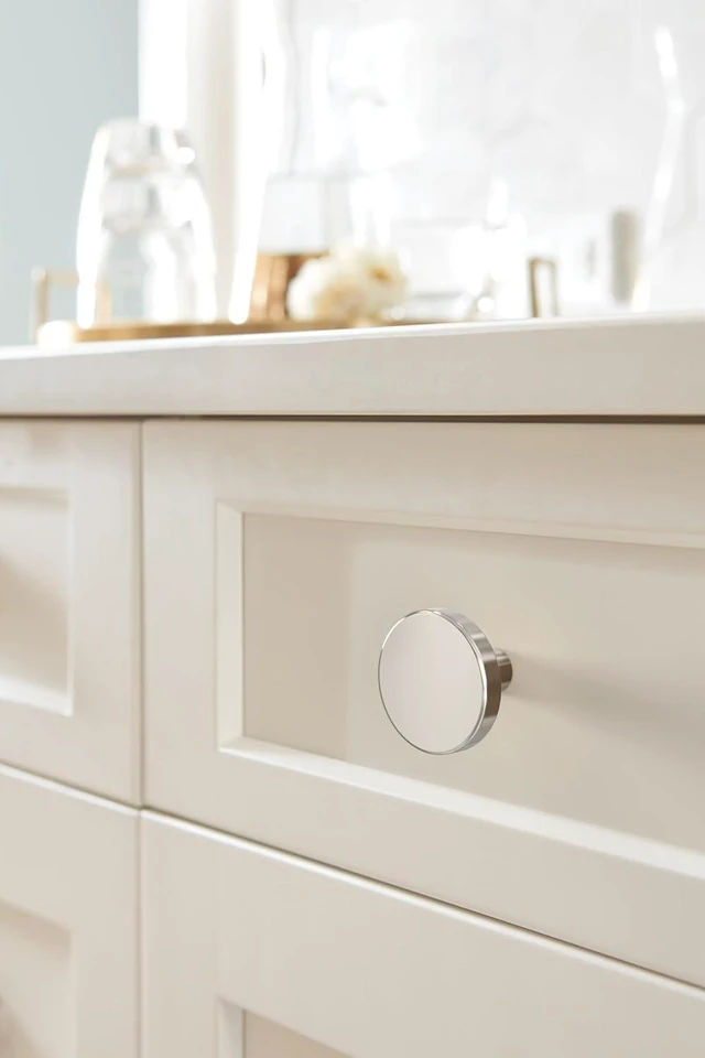 Alt view image 2 of 5 - 1-3/8" Round Versa Polished Nickel Cabinet Knob | Durable Zinc drawer knob and cabinet hardware, ideal for kitchen cabinets, bathroom vanities, dressers, and furniture