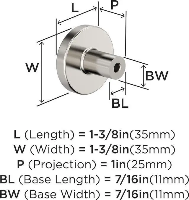 Alt view image 5 of 5 - 1-3/8" Round Versa Polished Nickel Cabinet Knob | Durable Zinc drawer knob and cabinet hardware, ideal for kitchen cabinets, bathroom vanities, dressers, and furniture