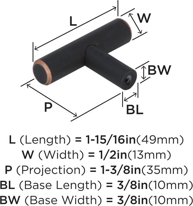 Alt view image 6 of 7 - 1-15/16" Bar Pulls Oil-Rubbed Bronze Cabinet Knob | Durable Carbon Steel drawer knob and cabinet hardware, ideal for kitchen cabinets, bathroom vanities, dressers, and furniture