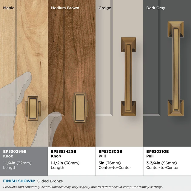 Alt view image 3 of 7 - | Cabinet Knob | Gilded Bronze | 1-1/4 inch (32 mm) Length | Mulholland | 1 Pack | Drawer Knob | Cabinet Hardware