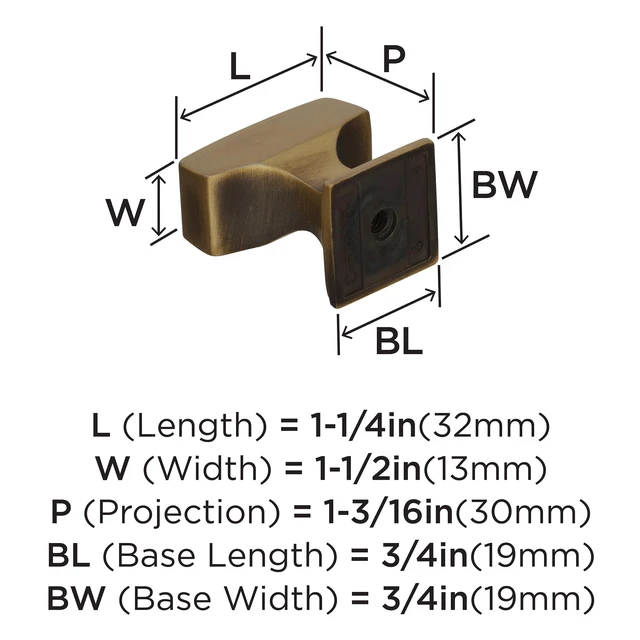 Alt view image 6 of 7 - | Cabinet Knob | Gilded Bronze | 1-1/4 inch (32 mm) Length | Mulholland | 1 Pack | Drawer Knob | Cabinet Hardware