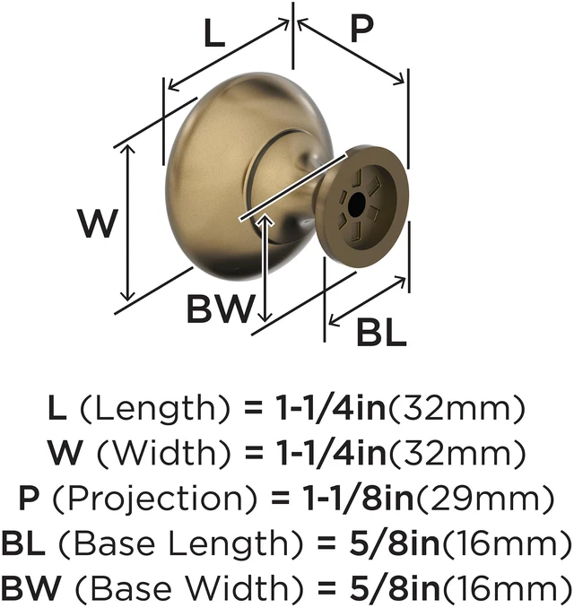 Alt view image 4 of 7 - 1-1/4" Round Edona Burnished Brass Cabinet Knob | Durable Zinc drawer knob and cabinet hardware, ideal for kitchen cabinets, bathroom vanities, dressers, and furniture