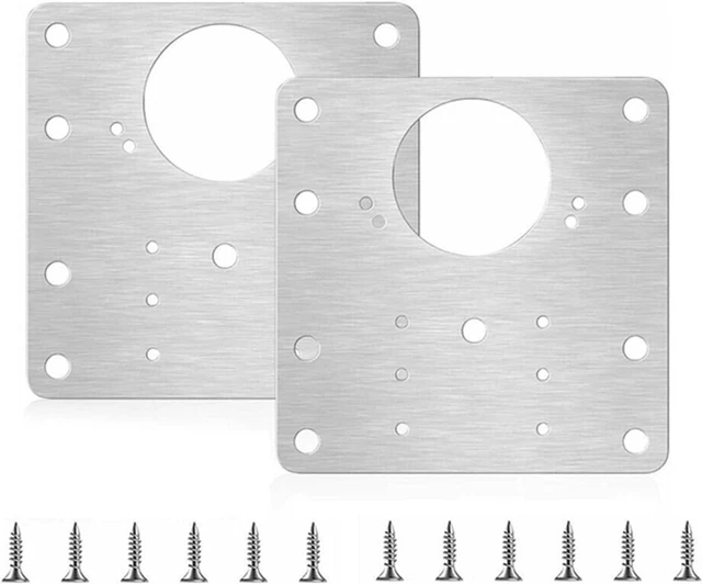 Main image of 2 Pack... Cabinet Hinge Repair Plate,Stainless Steel Hinge Repair Brackets Kit,Kitchen Cupboard Door Hinge Repair Plate Kit Includes Fixing Screws,Protect Wooden Kitchen Cabinet Door,Furniture (2 PCS)