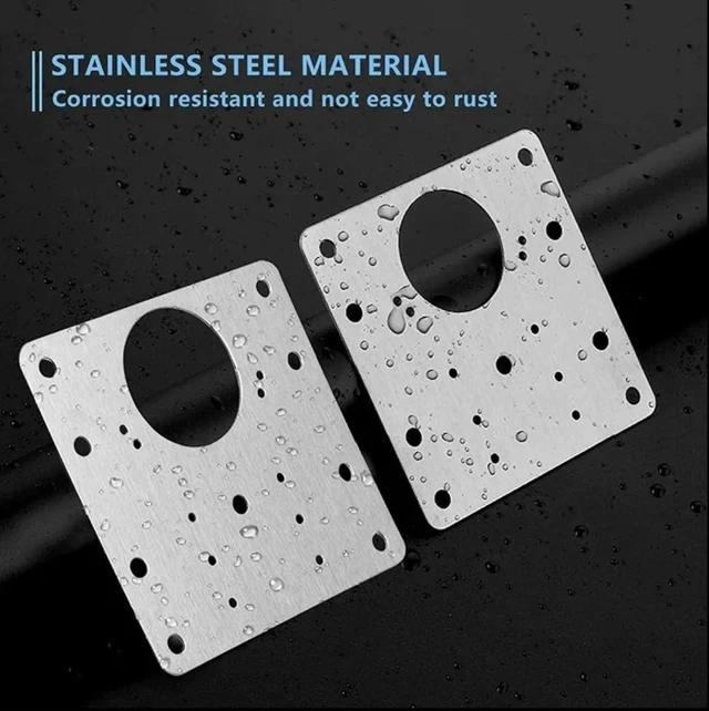 Alt view image 3 of 4 - 2 Pack... Cabinet Hinge Repair Plate,Stainless Steel Hinge Repair Brackets Kit,Kitchen Cupboard Door Hinge Repair Plate Kit Includes Fixing Screws,Protect Wooden Kitchen Cabinet Door,Furniture (2 PCS)