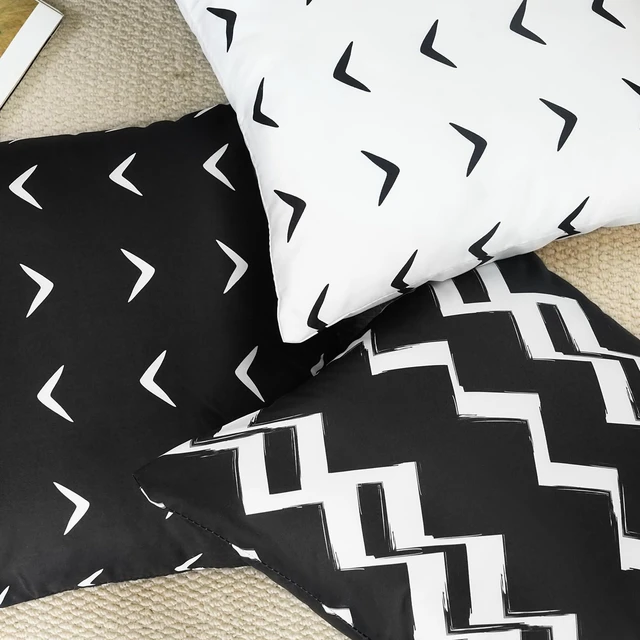 Alt view image 7 of 7 - Adabana Geometric Waterproof Outdoor Pillow Covers 18x18 Black and White | Set of 2 Waterproof Design for Patio, Porch, Garden and Beach Decor