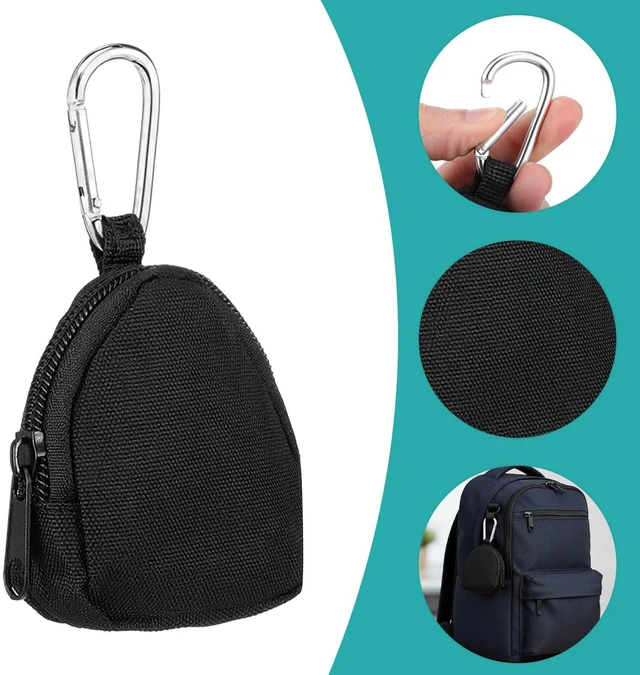 Alt view image 3 of 7 - Mini Keychain Pouch, Black Mini Coin Purse Keychain, Black Nylon Coin Pouch for Earphone Car Key Backpack Accessory Pouches