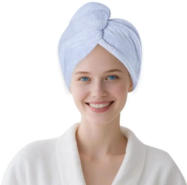 Main image of AGKXHDEC Microfiber Hair Drying Towel Wrap,Hair Turbans Towel for Wet Hair | Soft and Comfortable,10 times Absorbed,Dries Hair Quickly,Convenient for Makeup and Housework,1P:Light Blue