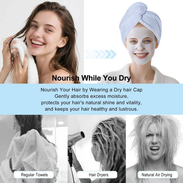 Alt view image 5 of 7 - AGKXHDEC Microfiber Hair Drying Towel Wrap,Hair Turbans Towel for Wet Hair | Soft and Comfortable,10 times Absorbed,Dries Hair Quickly,Convenient for Makeup and Housework,1P:Light Blue