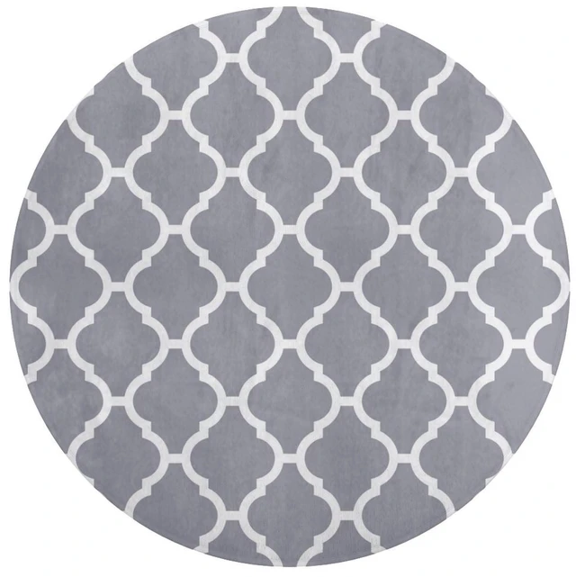 Alt view image 2 of 7 - Round Rug Personalized Area Carpet with Your Logo Image Text Photo | Anti Slip, Washable, Decorative Mat for Bedroom Living Room Office, Grey and White, Diameter 24 in