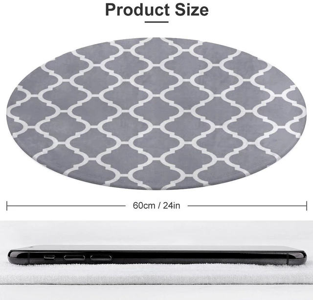 Alt view image 3 of 7 - Round Rug Personalized Area Carpet with Your Logo Image Text Photo | Anti Slip, Washable, Decorative Mat for Bedroom Living Room Office, Grey and White, Diameter 24 in