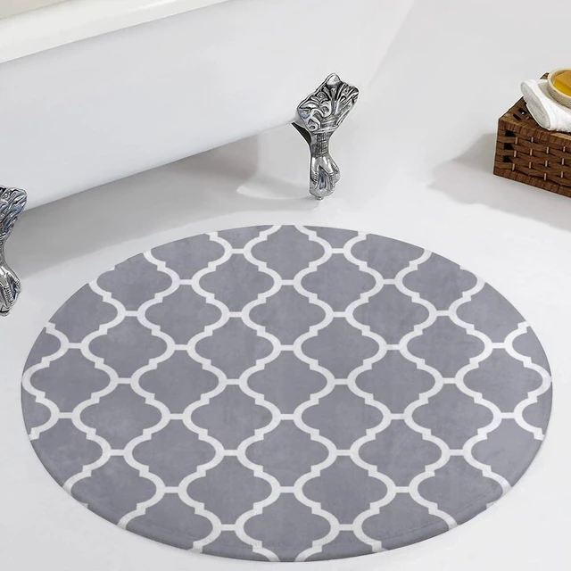 Alt view image 5 of 7 - Round Rug Personalized Area Carpet with Your Logo Image Text Photo | Anti Slip, Washable, Decorative Mat for Bedroom Living Room Office, Grey and White, Diameter 24 in