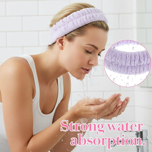 Alt view image 4 of 7 - 3Pcs Towel Headband for Washing Face, Spa Headbands for Women, Elastic Makeup HairBand, Absorbent Soft Skincare Headband, Facial Care Beauty Towel