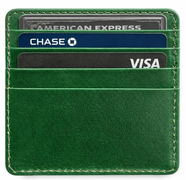 Alt view image 2 of 2 - MILITARIA STUFFS Leather Slim Wallet, Front Pocket Minimalist Design, Leather Credit Card Holder,Leather Wallets for Men and Women (Green)
