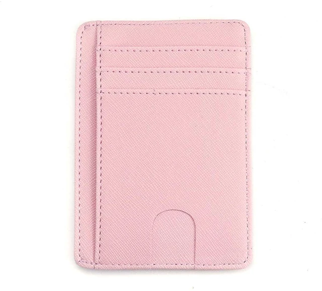 Main image of AGBIADD Slim Minimalist Front Pocket RFID Blocking Leather Wallets for Men Women Medium Size (Cross pattern Pink)
