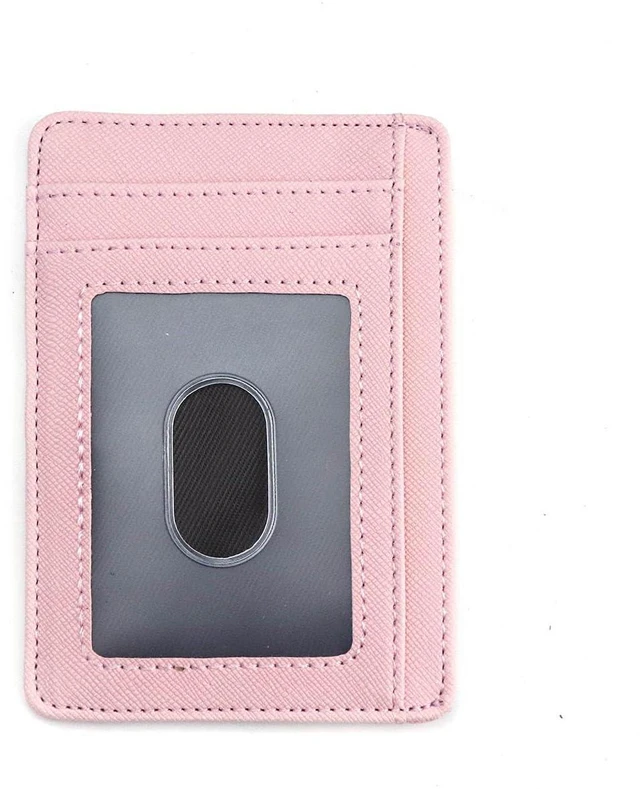 Alt view image 4 of 6 - AGBIADD Slim Minimalist Front Pocket RFID Blocking Leather Wallets for Men Women Medium Size (Cross pattern Pink)
